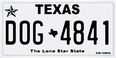 TX license plate DOG4841