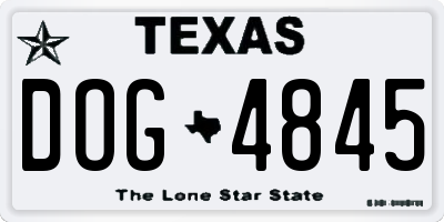 TX license plate DOG4845
