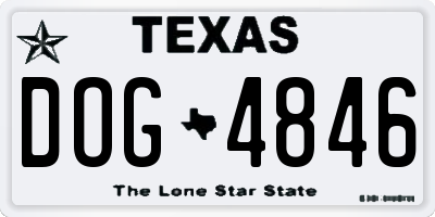 TX license plate DOG4846
