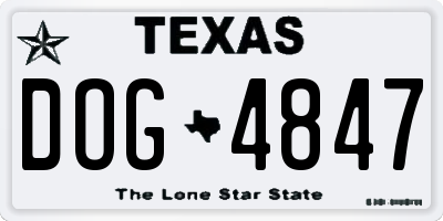 TX license plate DOG4847