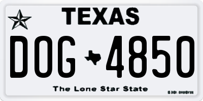 TX license plate DOG4850