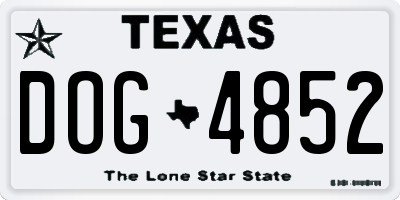 TX license plate DOG4852