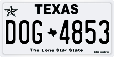 TX license plate DOG4853