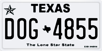 TX license plate DOG4855