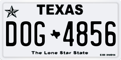 TX license plate DOG4856
