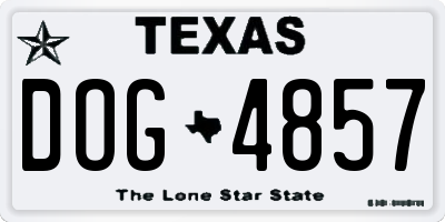 TX license plate DOG4857