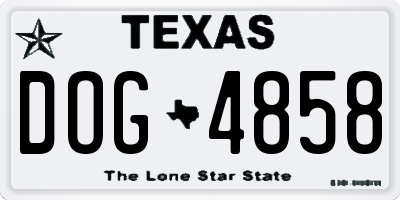 TX license plate DOG4858
