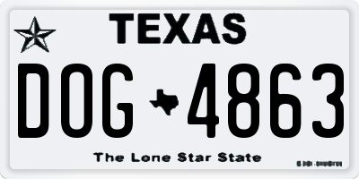 TX license plate DOG4863