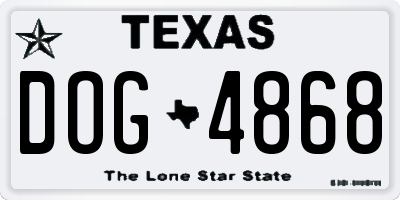 TX license plate DOG4868