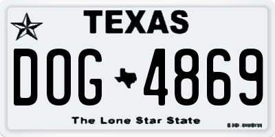 TX license plate DOG4869