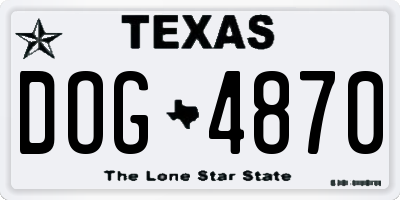 TX license plate DOG4870