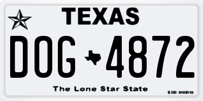 TX license plate DOG4872