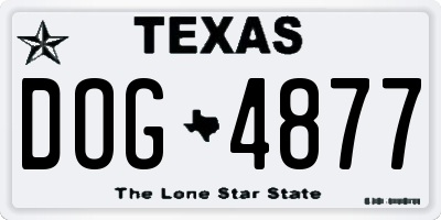TX license plate DOG4877