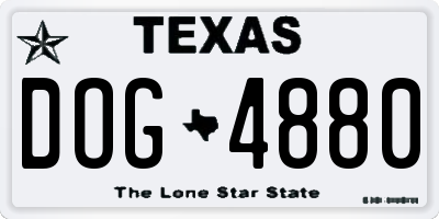 TX license plate DOG4880