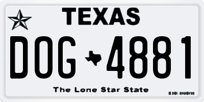TX license plate DOG4881