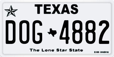 TX license plate DOG4882