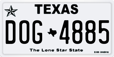 TX license plate DOG4885