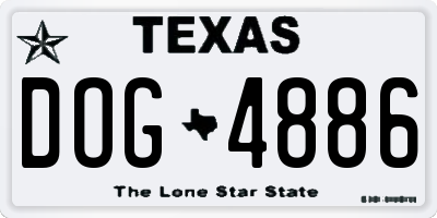 TX license plate DOG4886