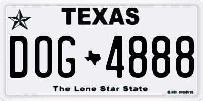 TX license plate DOG4888