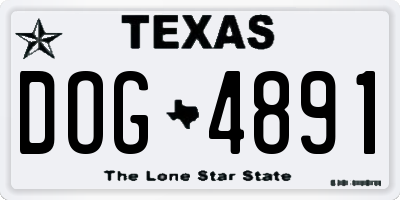 TX license plate DOG4891