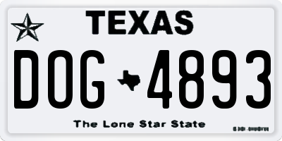 TX license plate DOG4893