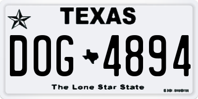 TX license plate DOG4894