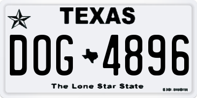 TX license plate DOG4896