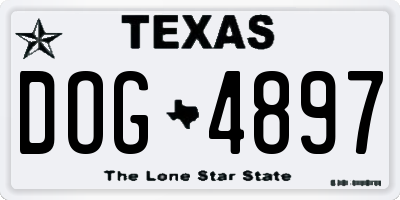 TX license plate DOG4897