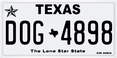 TX license plate DOG4898
