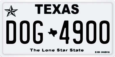 TX license plate DOG4900