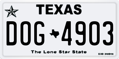 TX license plate DOG4903
