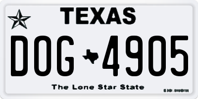 TX license plate DOG4905