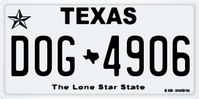 TX license plate DOG4906
