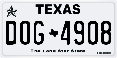 TX license plate DOG4908