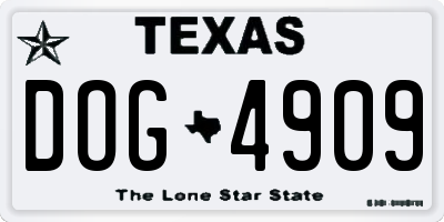 TX license plate DOG4909