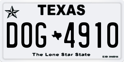 TX license plate DOG4910