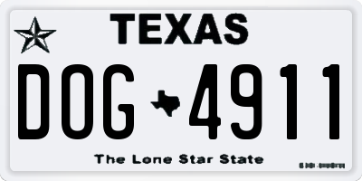 TX license plate DOG4911