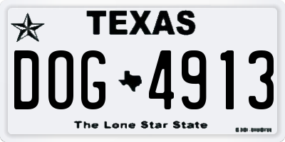 TX license plate DOG4913