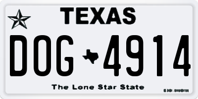 TX license plate DOG4914