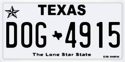 TX license plate DOG4915