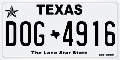 TX license plate DOG4916
