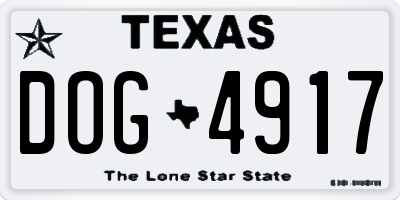 TX license plate DOG4917