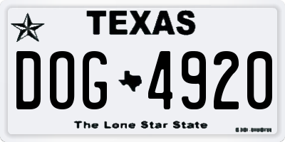 TX license plate DOG4920