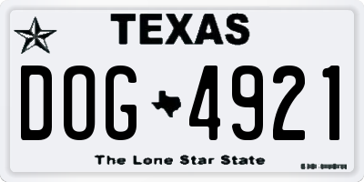 TX license plate DOG4921