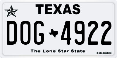 TX license plate DOG4922