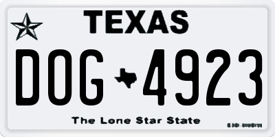 TX license plate DOG4923