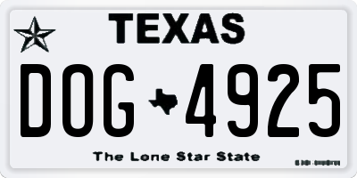 TX license plate DOG4925