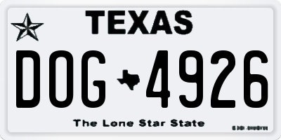 TX license plate DOG4926