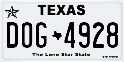TX license plate DOG4928