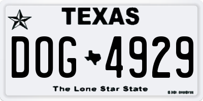 TX license plate DOG4929